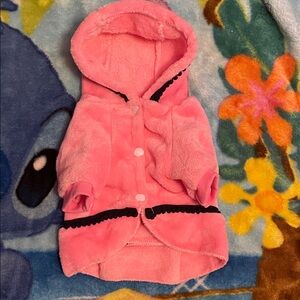 SHEIN Pink Dog Hoodie with Black Trim